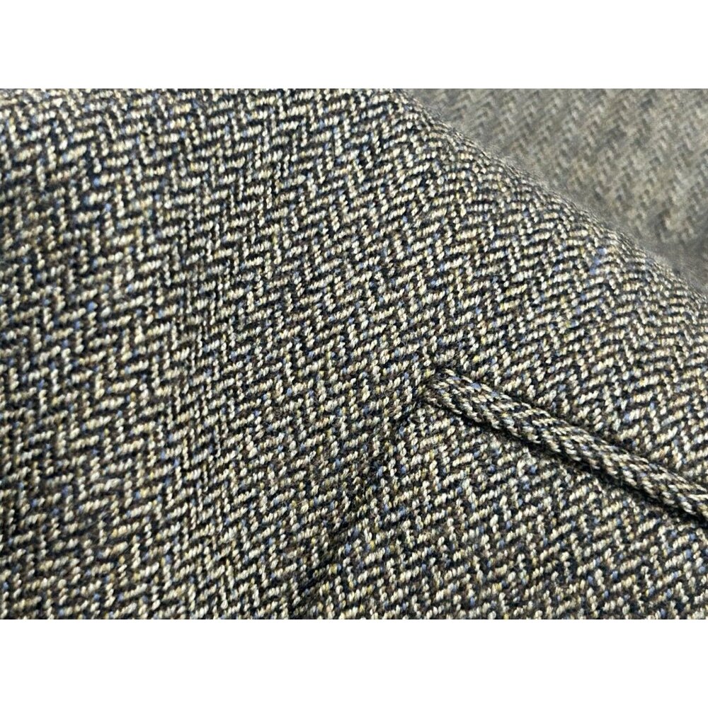 VTG Jos A Bank Brown Wool Herringbone 2 Button Vented Suit Jacket Size 41R - Picture 11 of 16